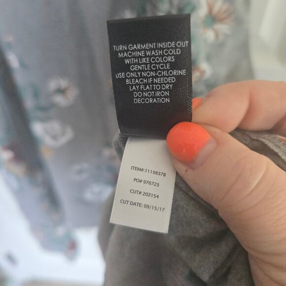 Torrid Midi Jersey Trapeze Dress Gray Floral Sleeveless Handkerchief Hem Plus 1x - Picture 9 of 13